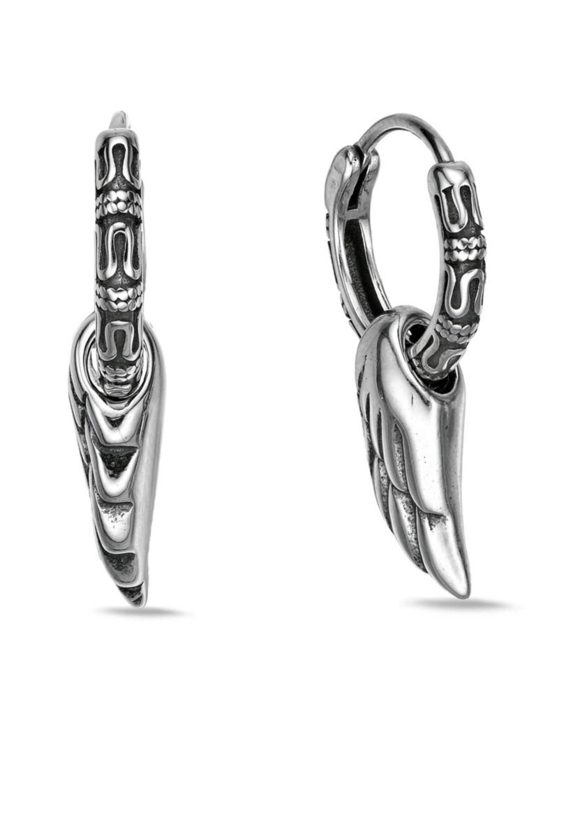 Wing Hoop Earrings in Stainless Steel