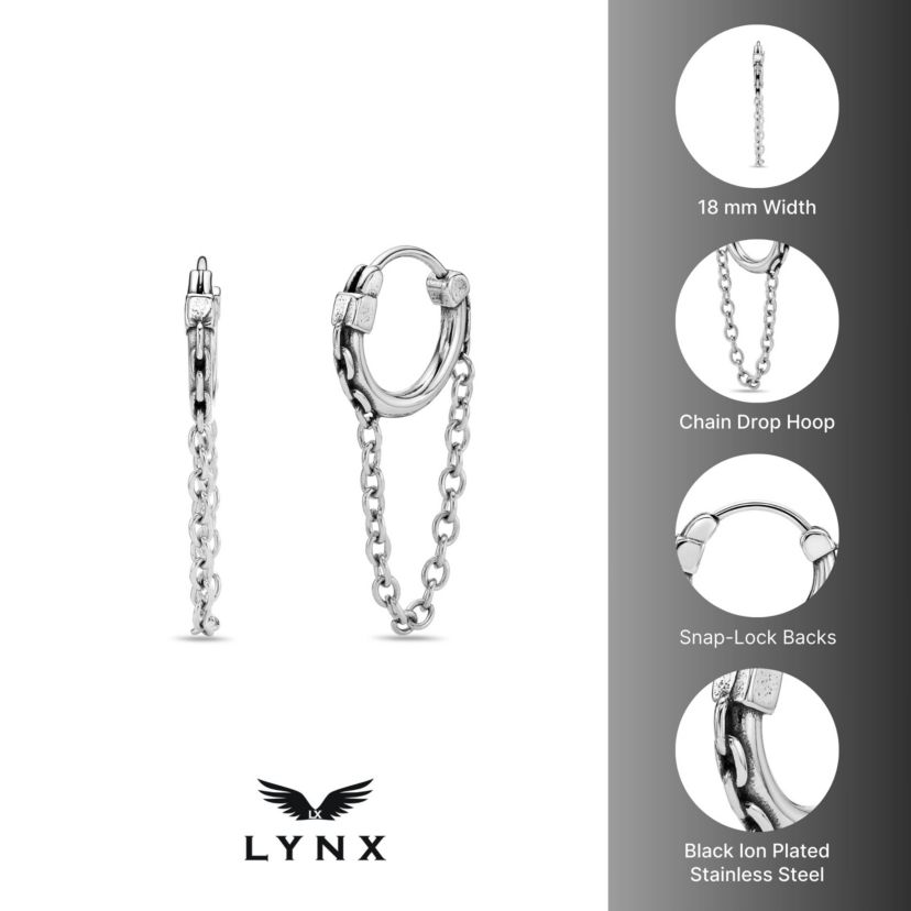 Hoop and Chain Drop Earrings in Stainless Steel