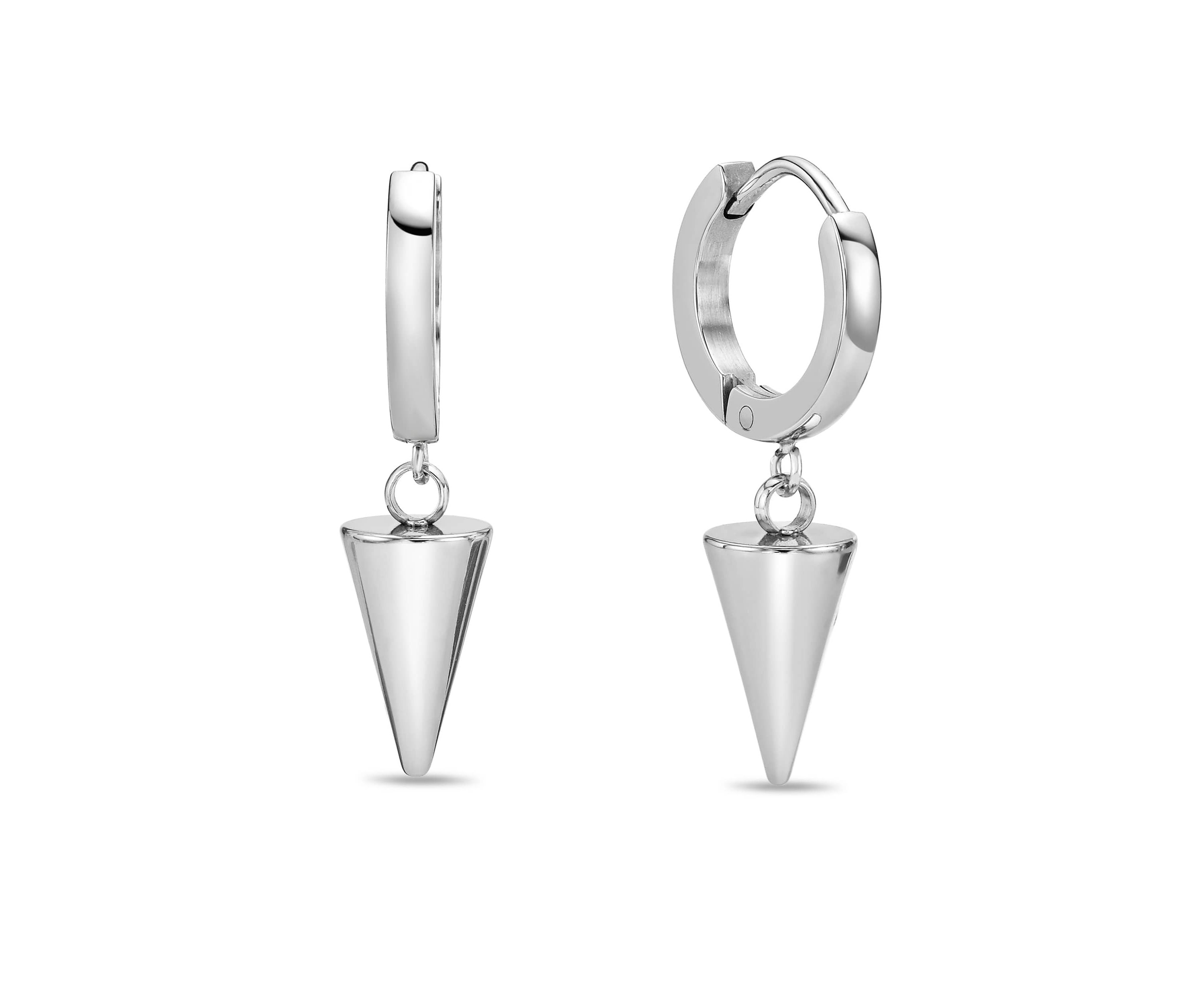 Cone Hoop Earrings in Stainless Steel
