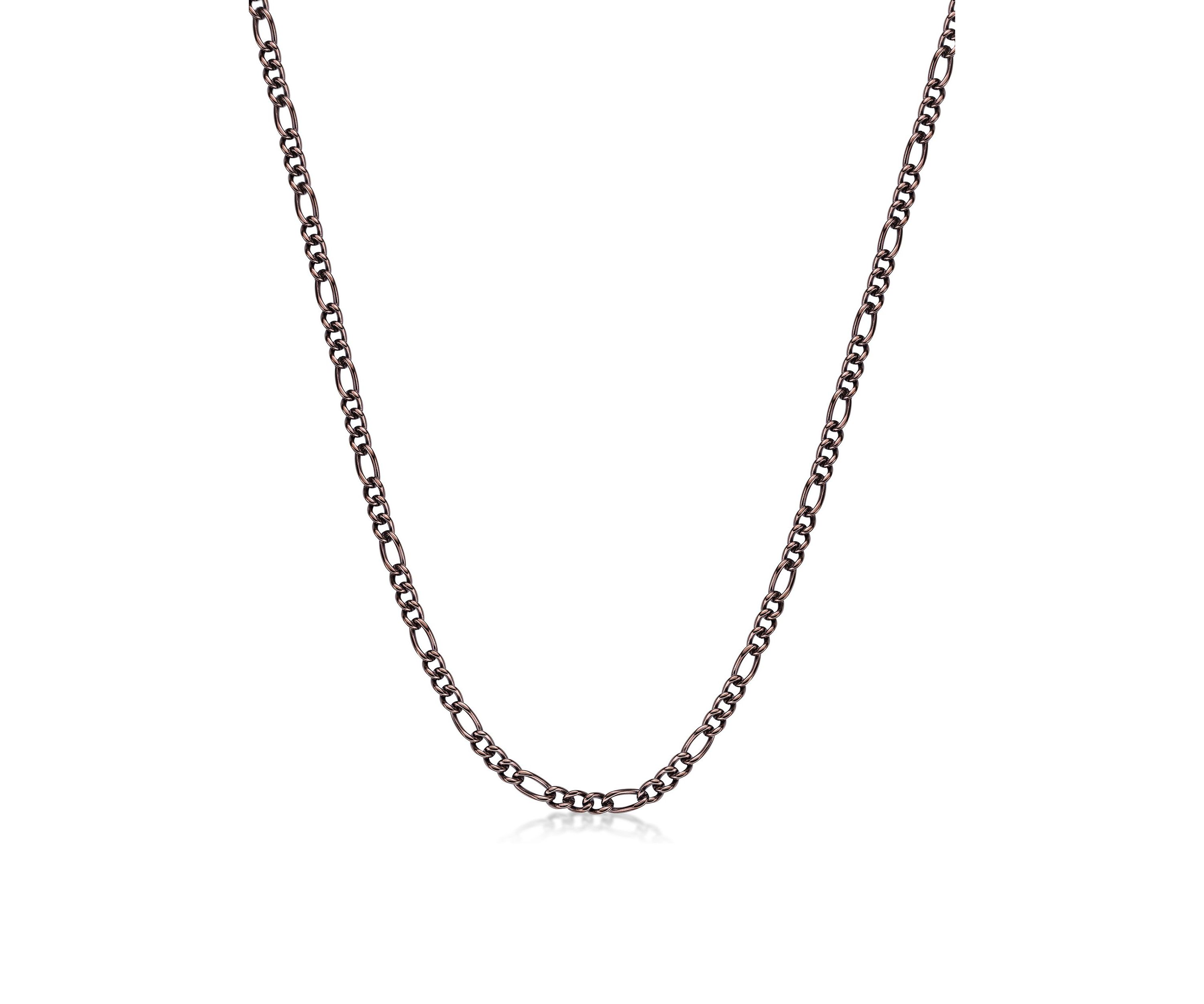 Stainless Steel 4.5MM Figaro Chain Necklace with Brown Ion Plating, 22"