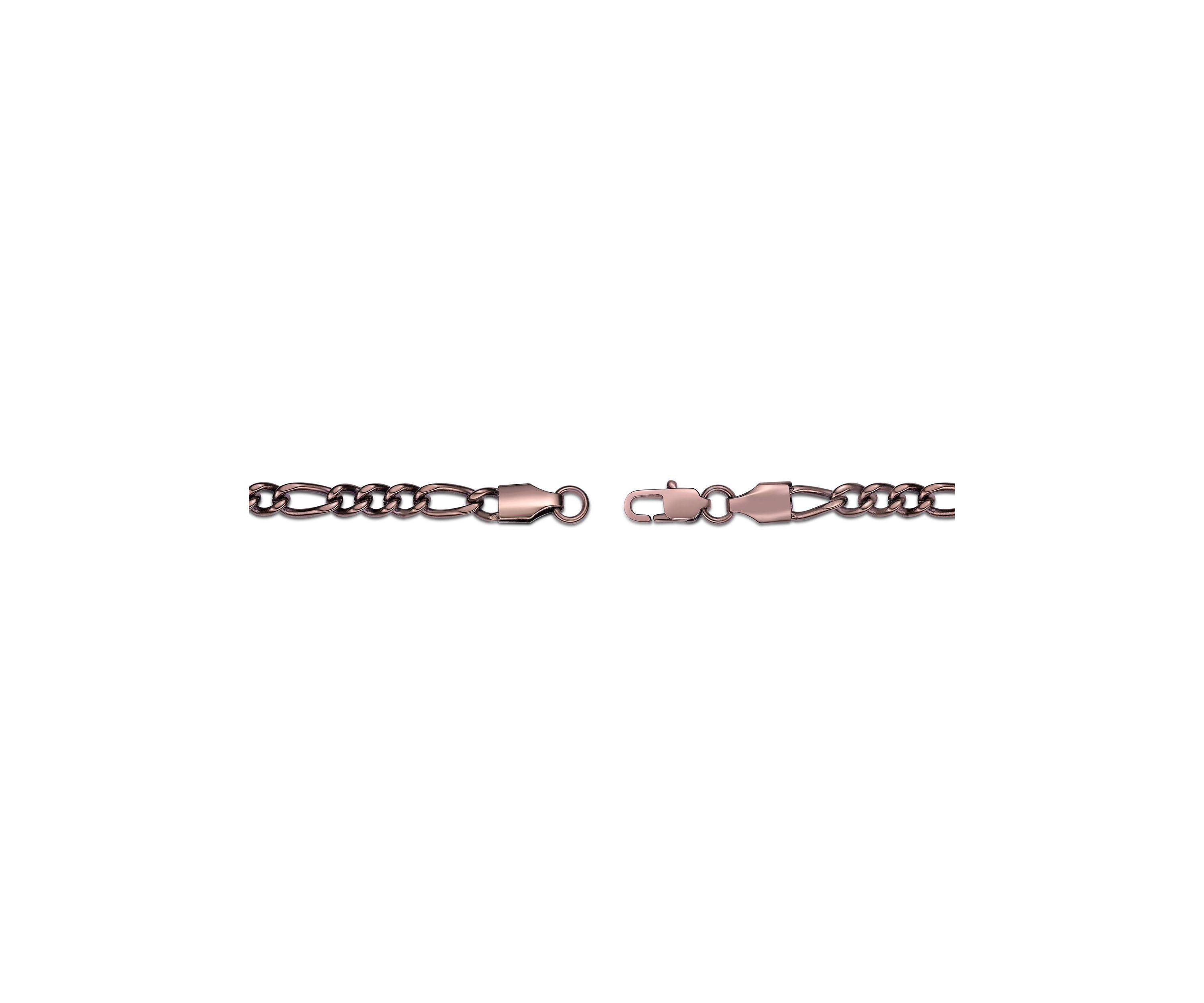Stainless Steel 4.5MM Figaro Chain Necklace with Brown Ion Plating, 22"