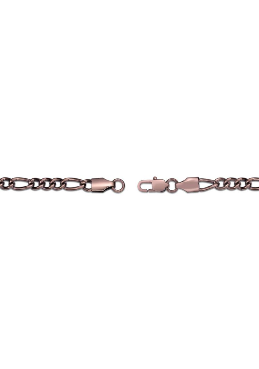 Stainless Steel 4.5MM Figaro Chain Necklace with Brown Ion Plating, 22"