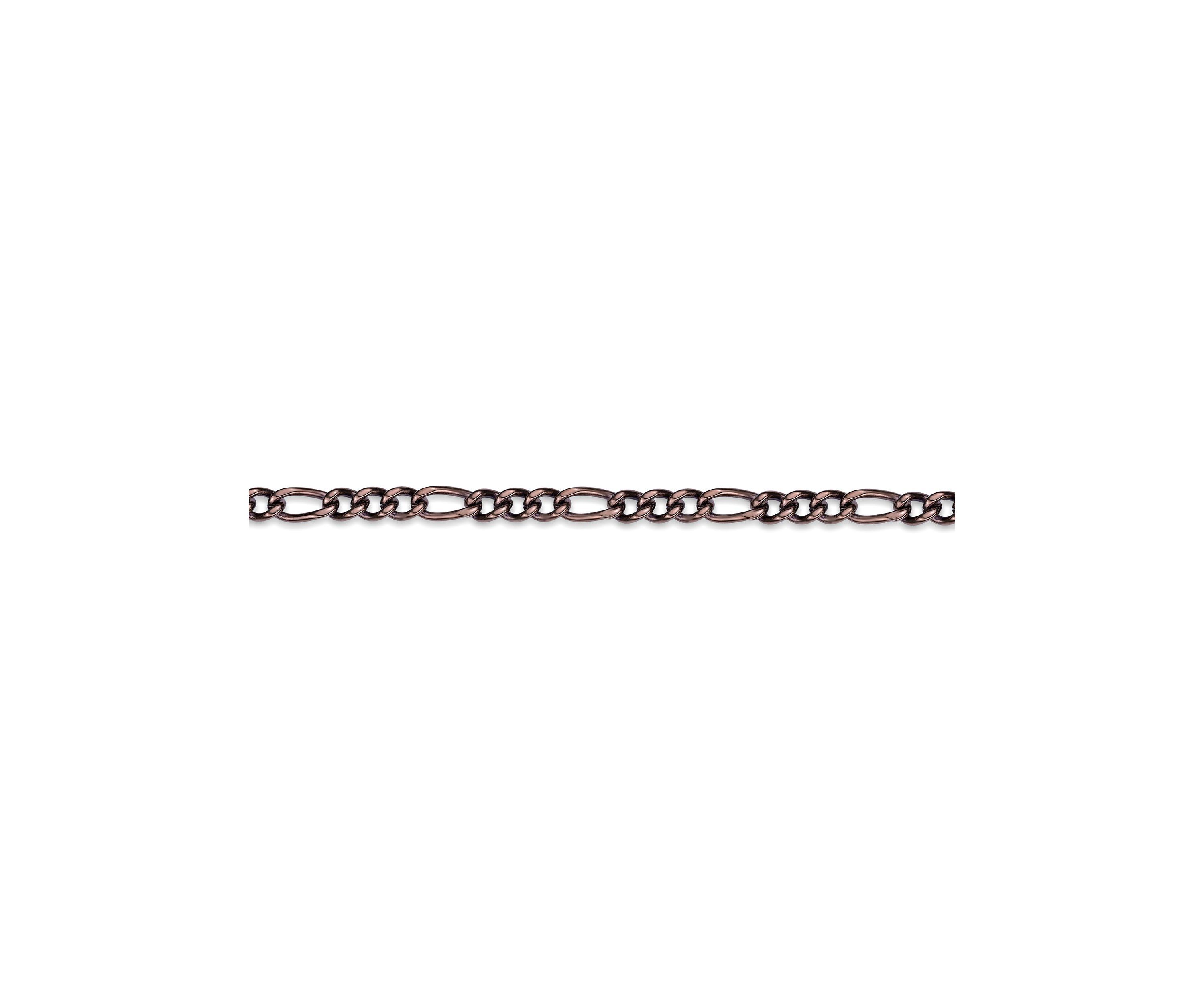 Stainless Steel 4.5MM Figaro Chain Necklace with Brown Ion Plating, 22"
