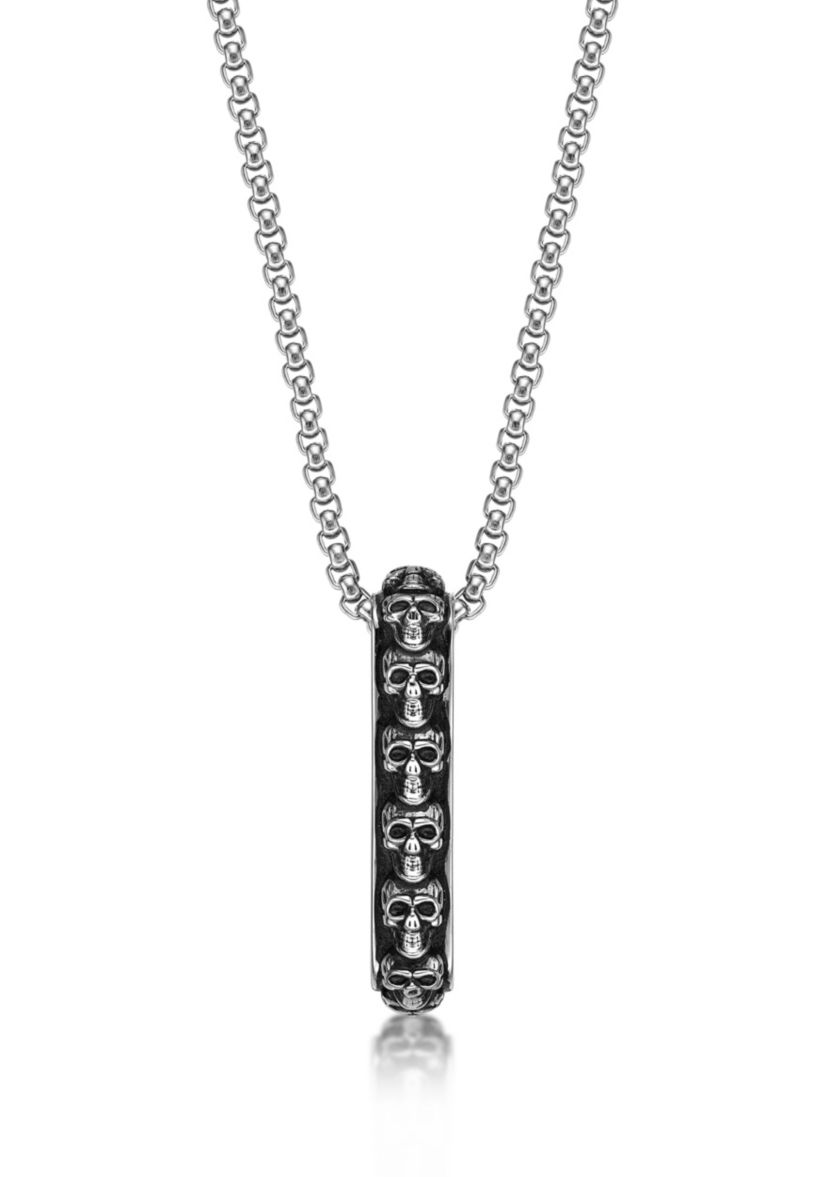 Stainless Steel Skull Pendant with 24" Round Box Chain
