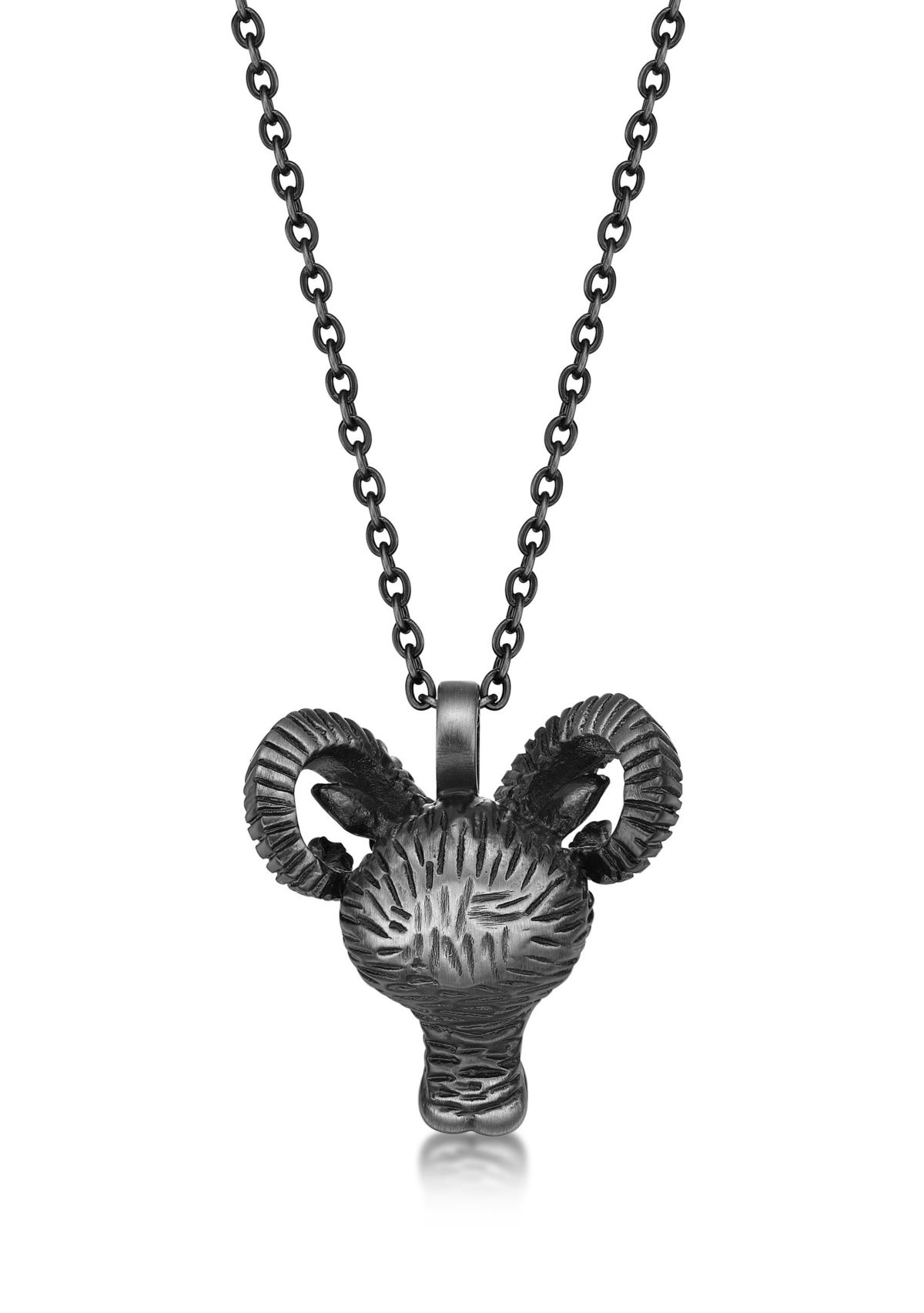 Stainless Steel Ram Pendant with Mattte Gray Ip and 24" Cable Chain
