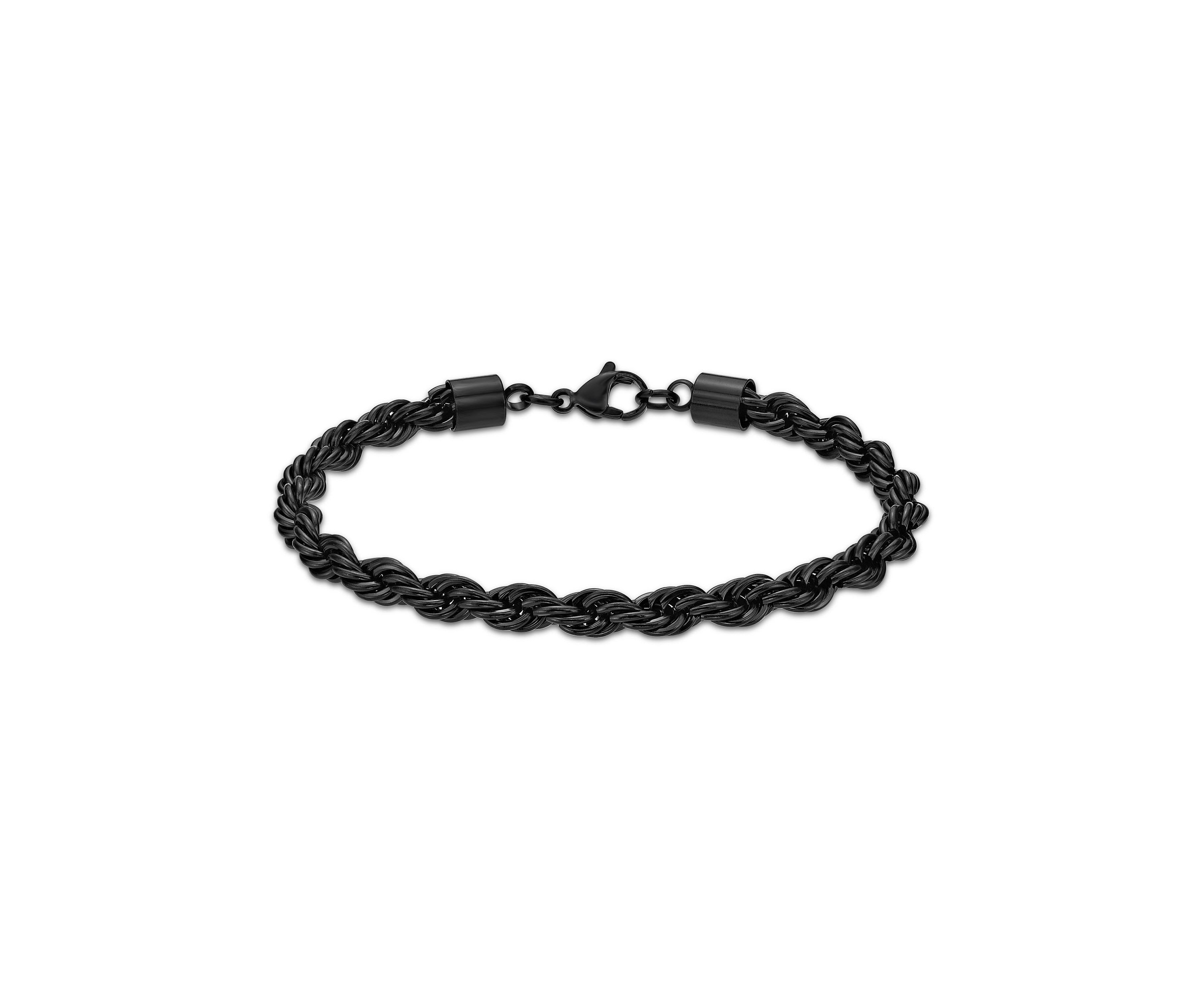 Stainless Steel 6mm Rope Chain Bracelet with Black Ip