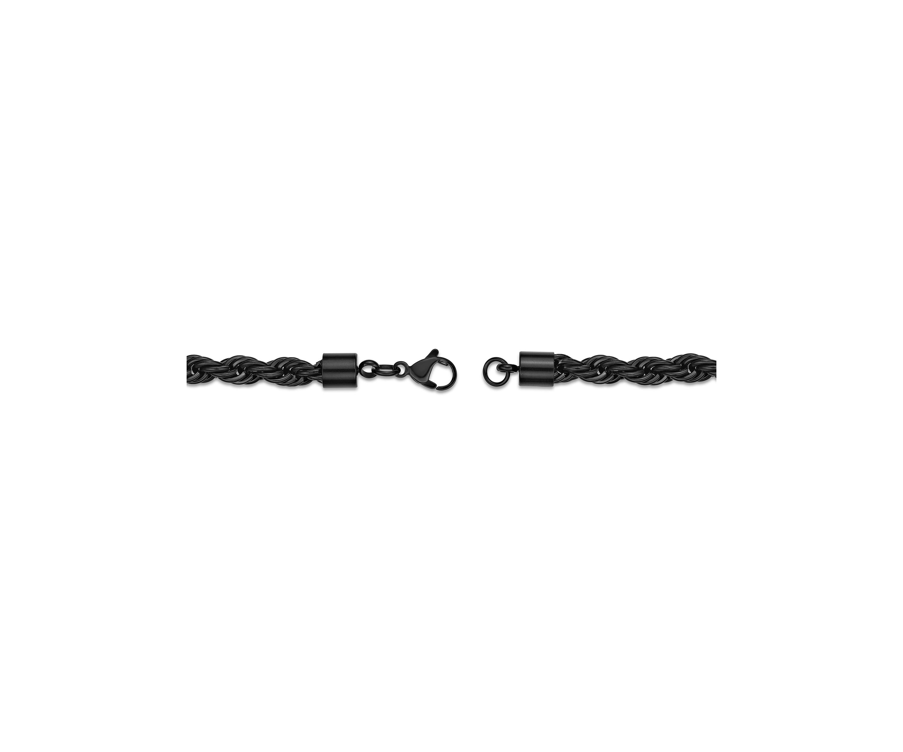 Stainless Steel 6mm Rope Chain Bracelet with Black Ip