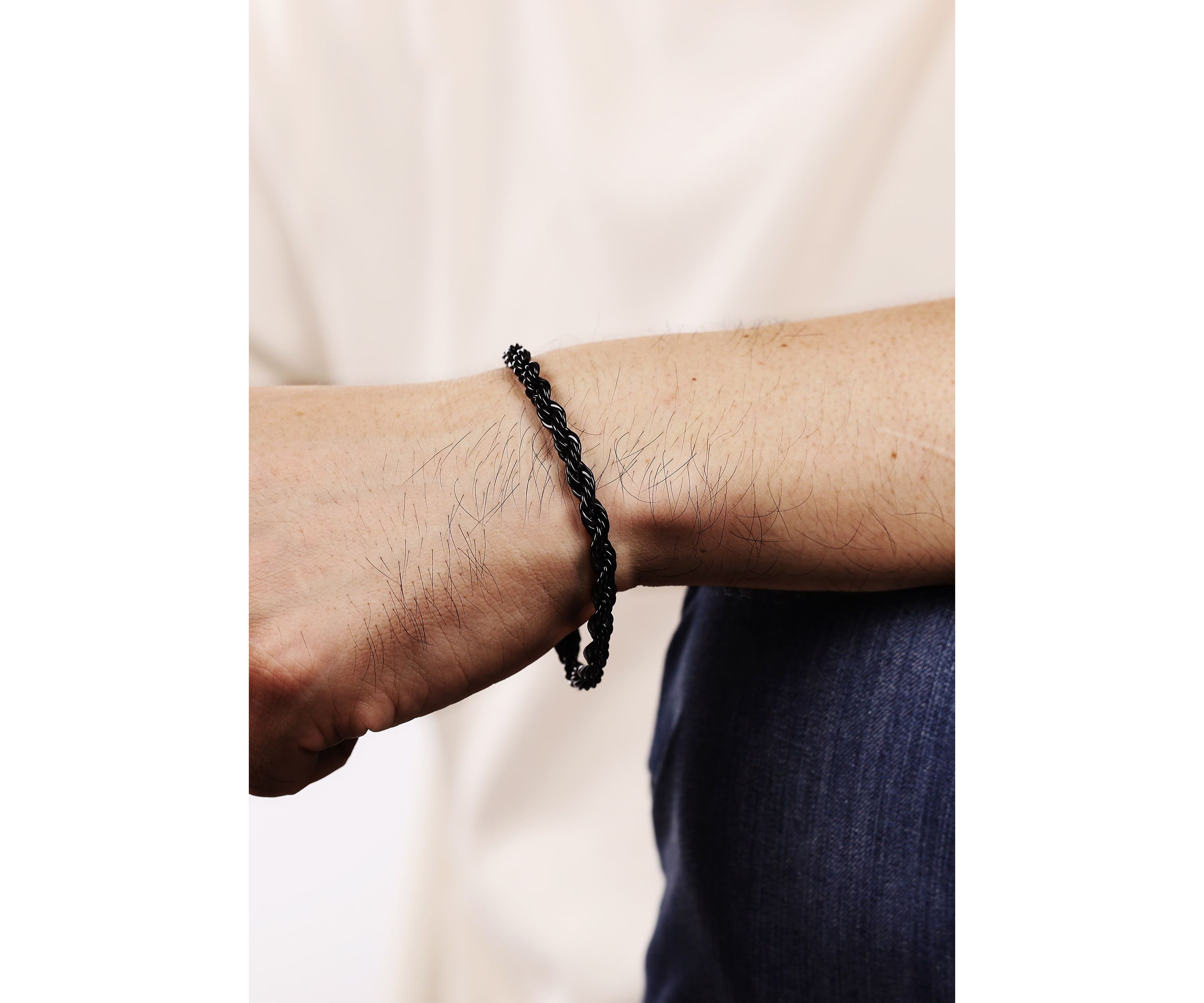 Stainless Steel 6mm Rope Chain Bracelet with Black Ip