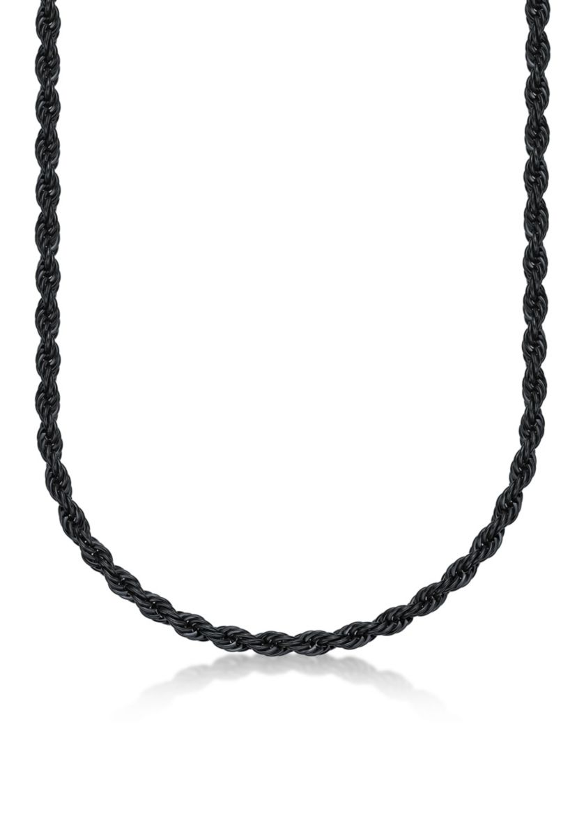 Stainless Steel 6mm Rope Chain Neclace with Black Ip in 22"