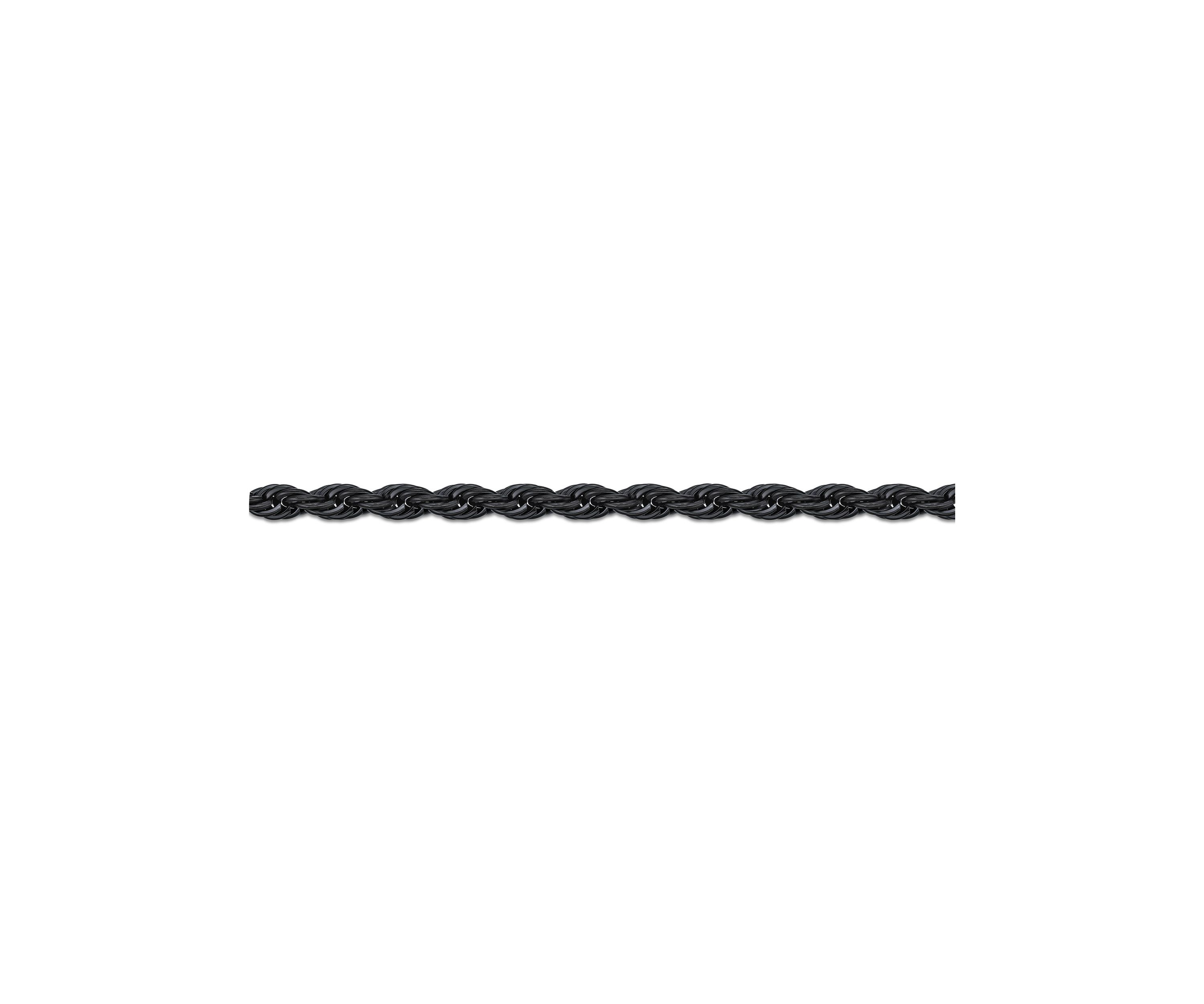 Stainless Steel 6mm Rope Chain Neclace with Black Ip in 22"