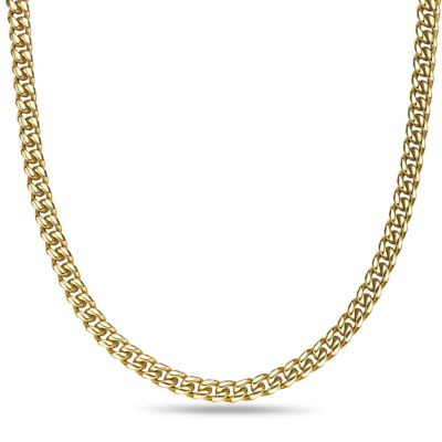 LYNX Men's 10mm Stainless Steel Curb Chain Necklace, Gold, 24 in