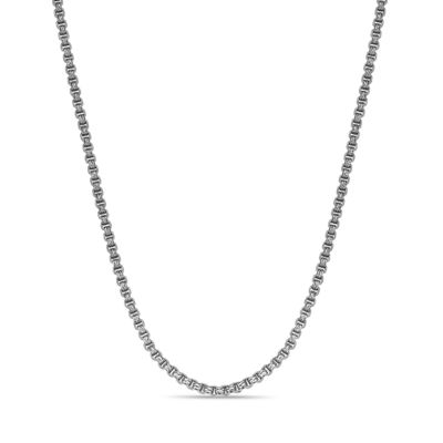 LYNX Men's 5mm Box Link Chain Necklace, Silver, 24 in