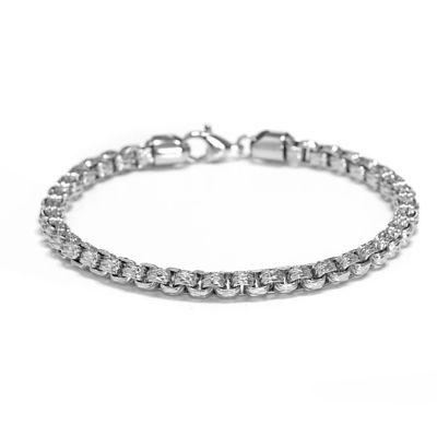 LYNX Men's 5MM Silver Stainless Steel Box Link Chain Bracelet, 8.5 in