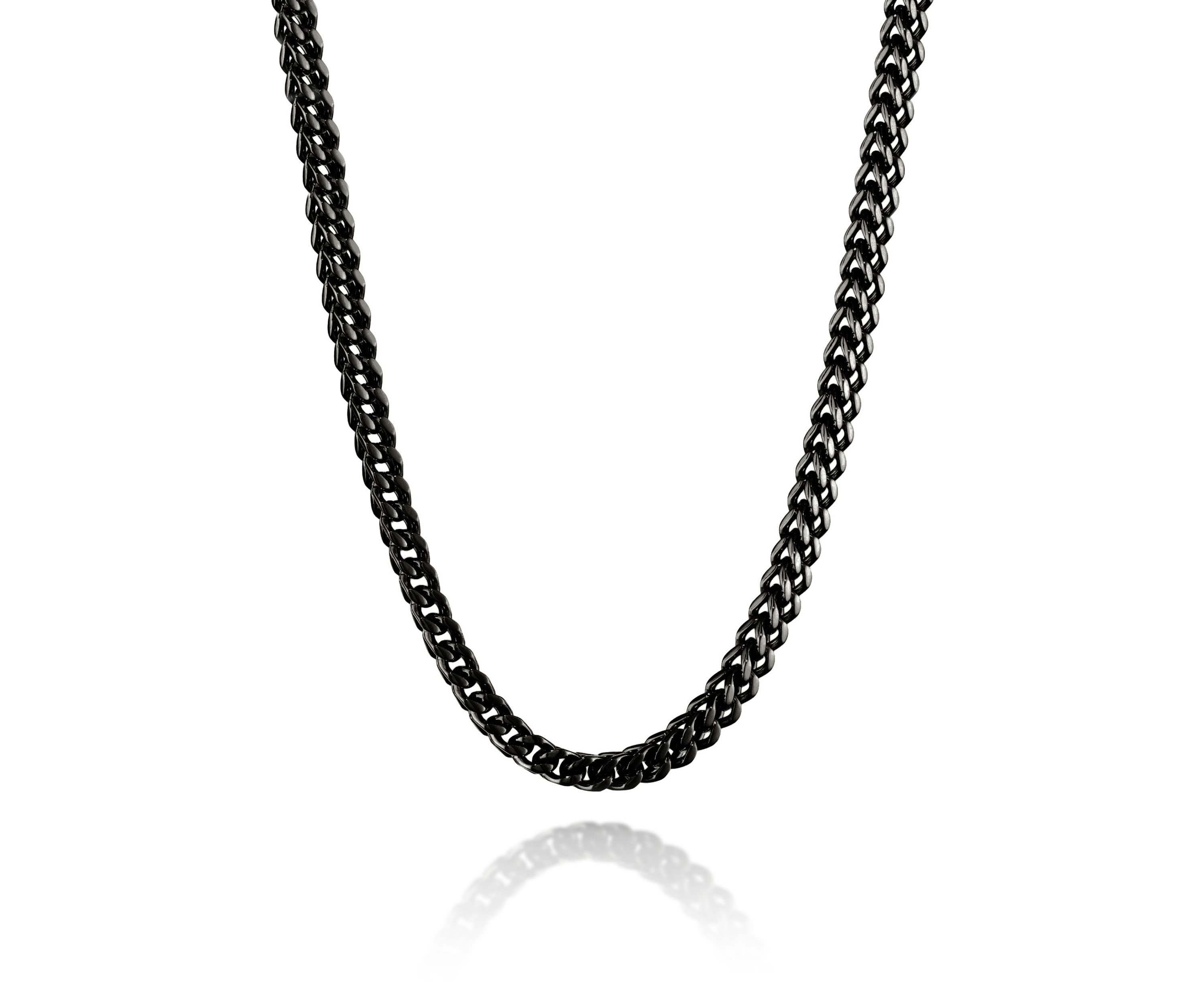 Stainless Steel 6MM Foxtail Chain Necklace with Black Ion Plating, 18" Length