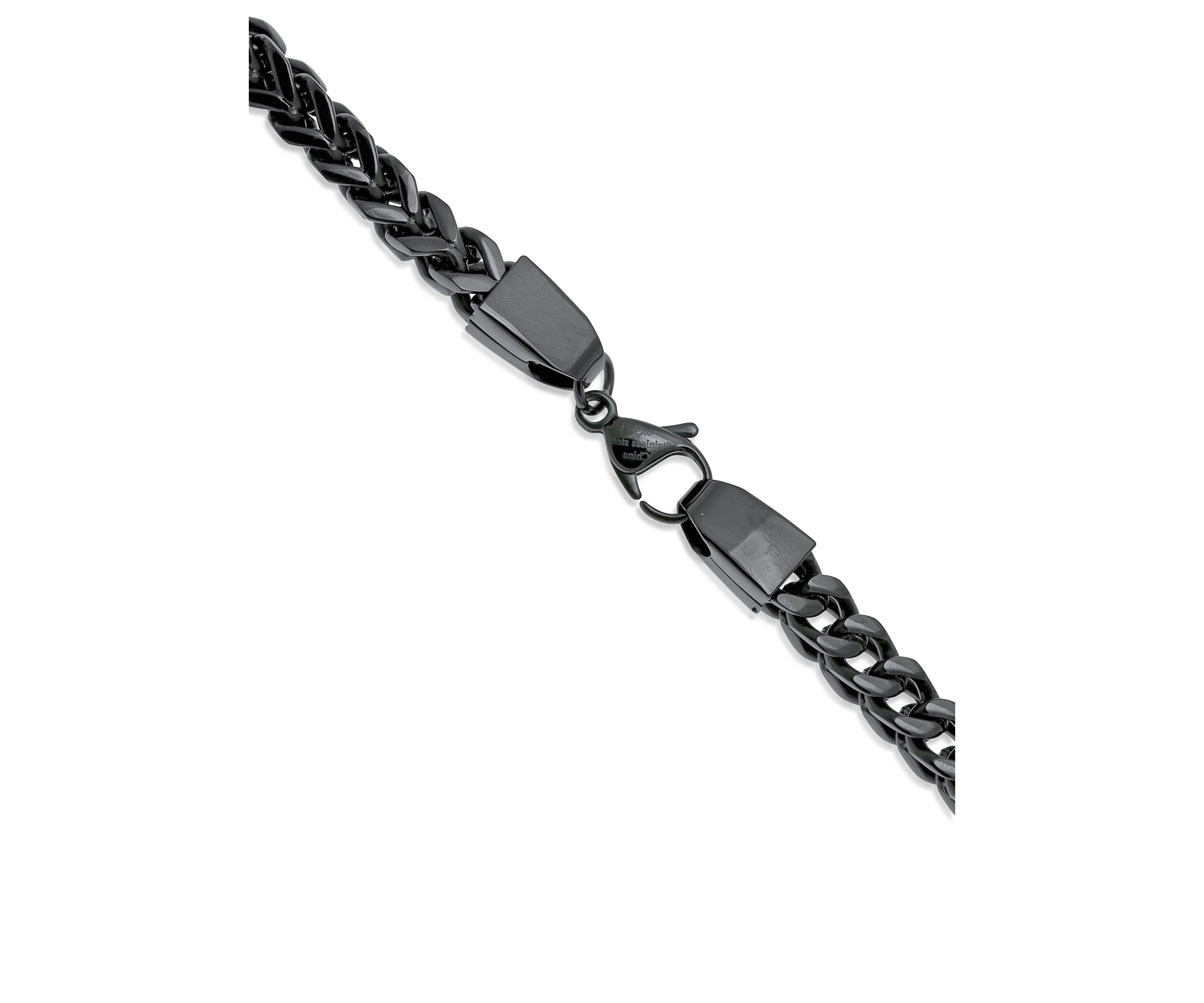 Stainless Steel 6MM Foxtail Chain Necklace with Black Ion Plating, 18" Length
