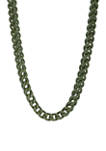 Stainless Steel 6 Millimeter Foxtail Chain Necklace with Military Green Ion Plating, 24 Inch