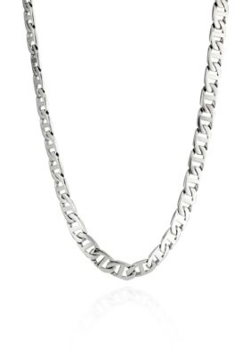 LYNX Men's Stainless Steel 10MM Mariner Chain Necklace with Goldtone Ion Plating, 30" Length, Grey, 30 in