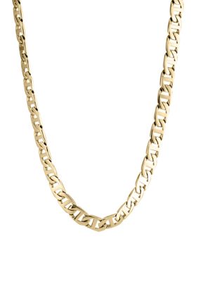 Men's Solid Cross Chain Necklace/Bracelet Set Gold Ion-Plated Stainless  Steel