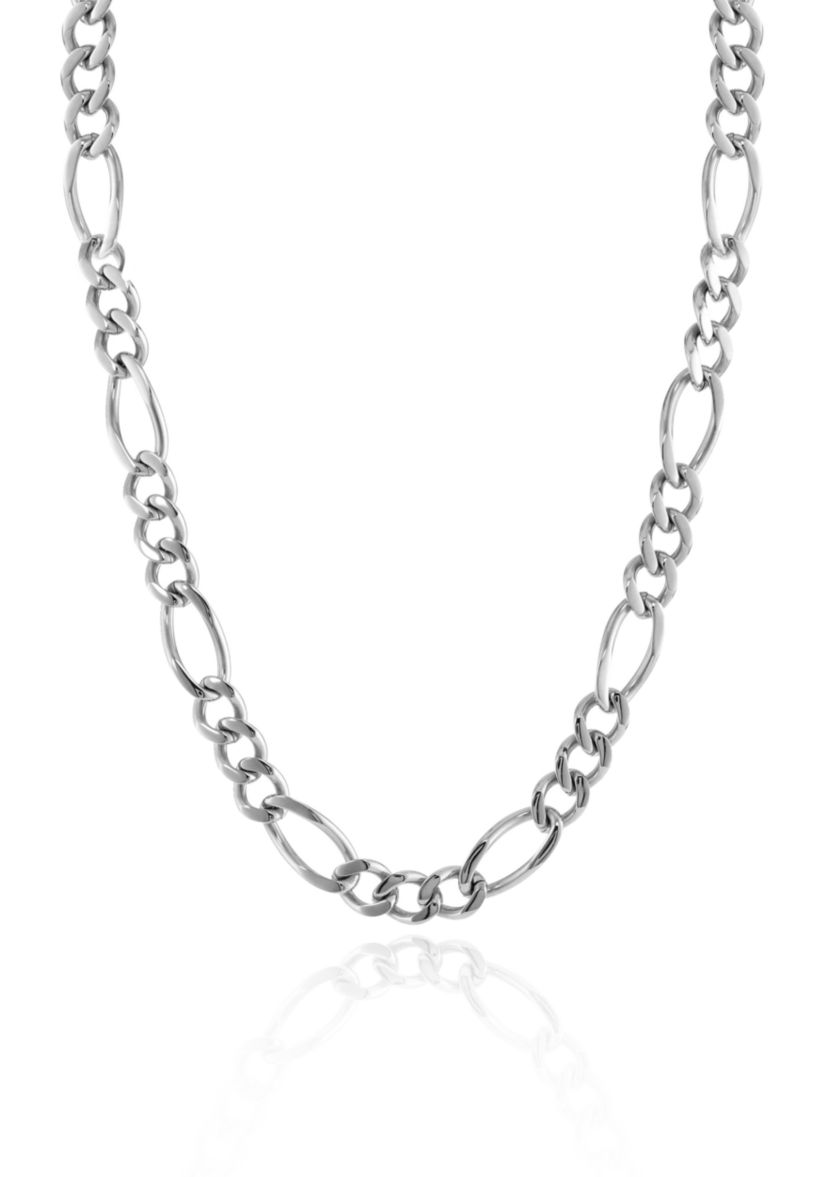 Stainless Steel 11MM Figaro Chain Necklace, 30" Length