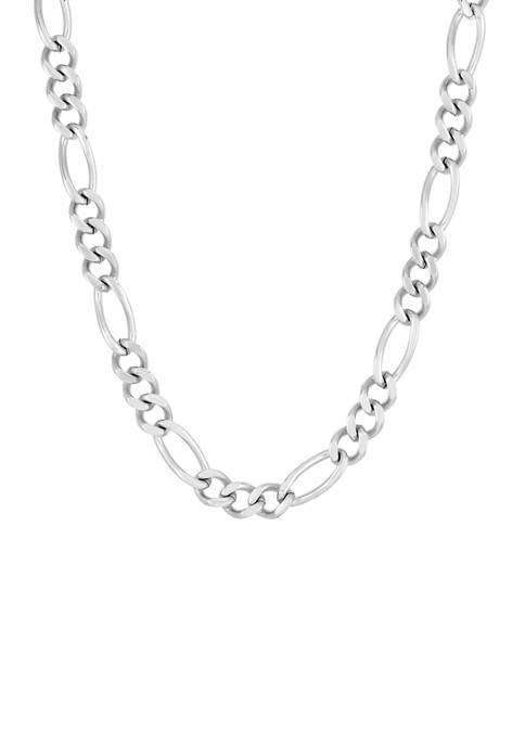 Stainless Steel 11 Millimeter Figaro Chain Necklace, 24 Inch