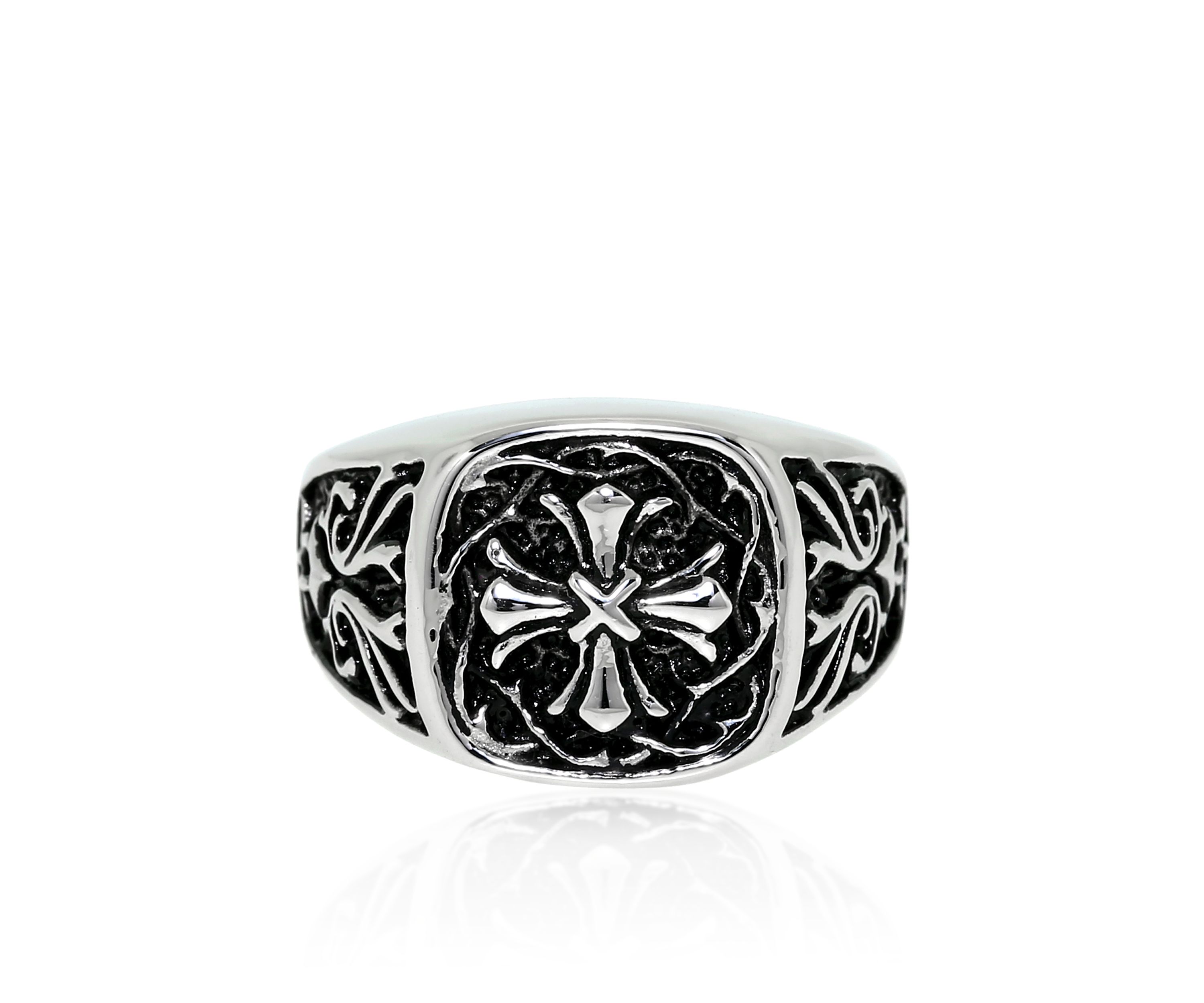 Mens Stainless Steel Ring Simple Cross