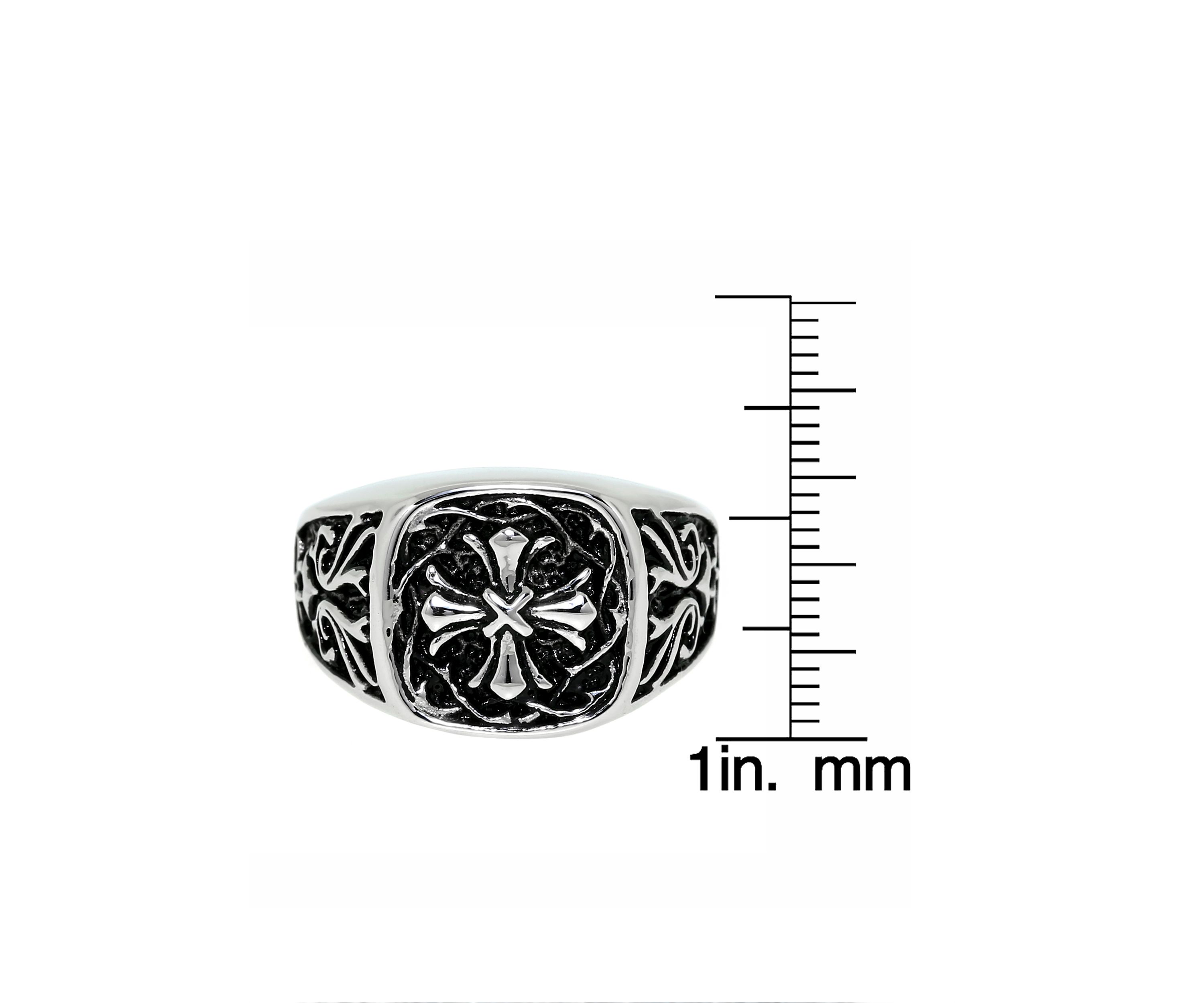 Mens Stainless Steel Ring Simple Cross