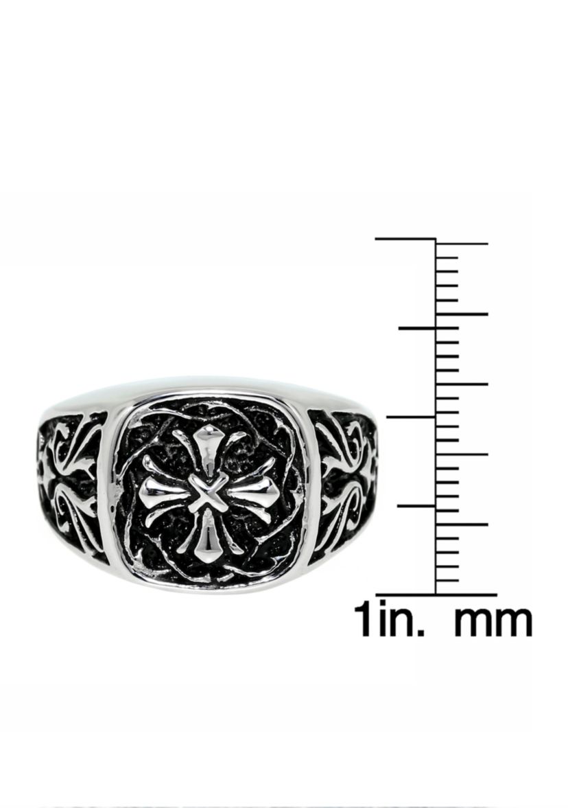 Mens Stainless Steel Ring Simple Cross