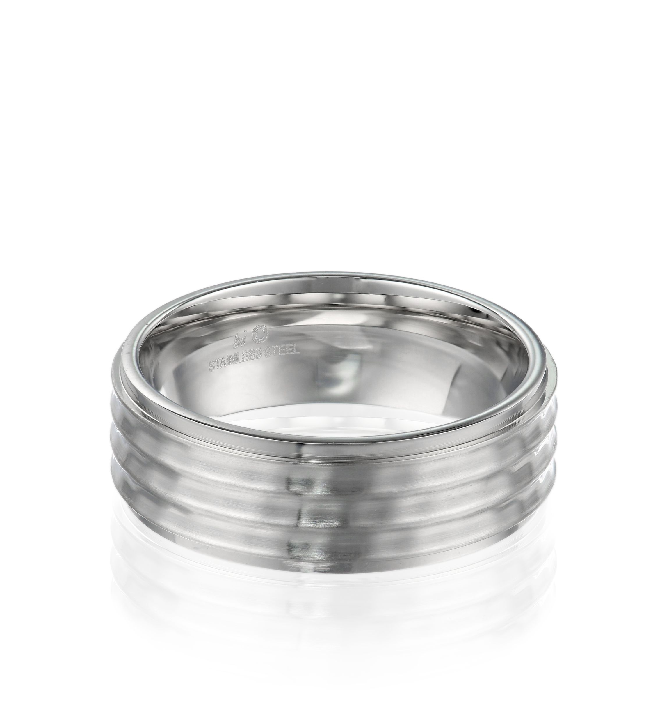 Mens Hammer Finish Stainless Steel Ring