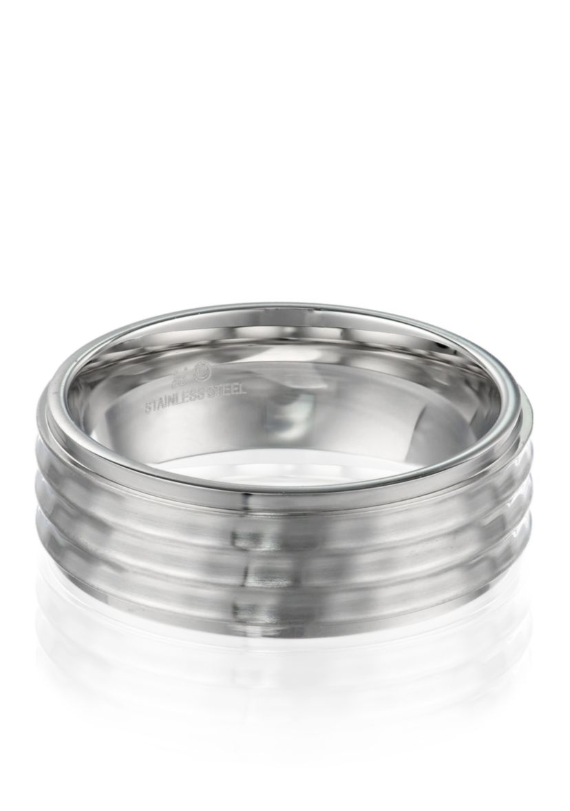 Mens Hammer Finish Stainless Steel Ring