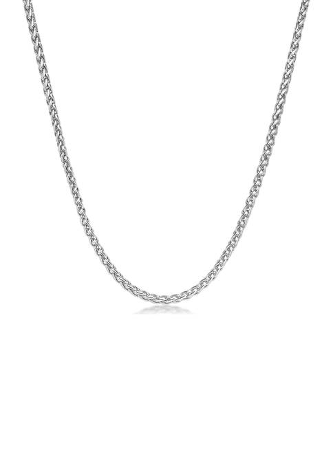 Stainless Steel 4 Millimeter Wheat Chain Necklace, 20 Inch