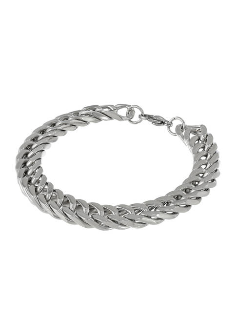 Stainless Steel 10 Millimeter Gourmette Chain Bracelet, 9 Inch