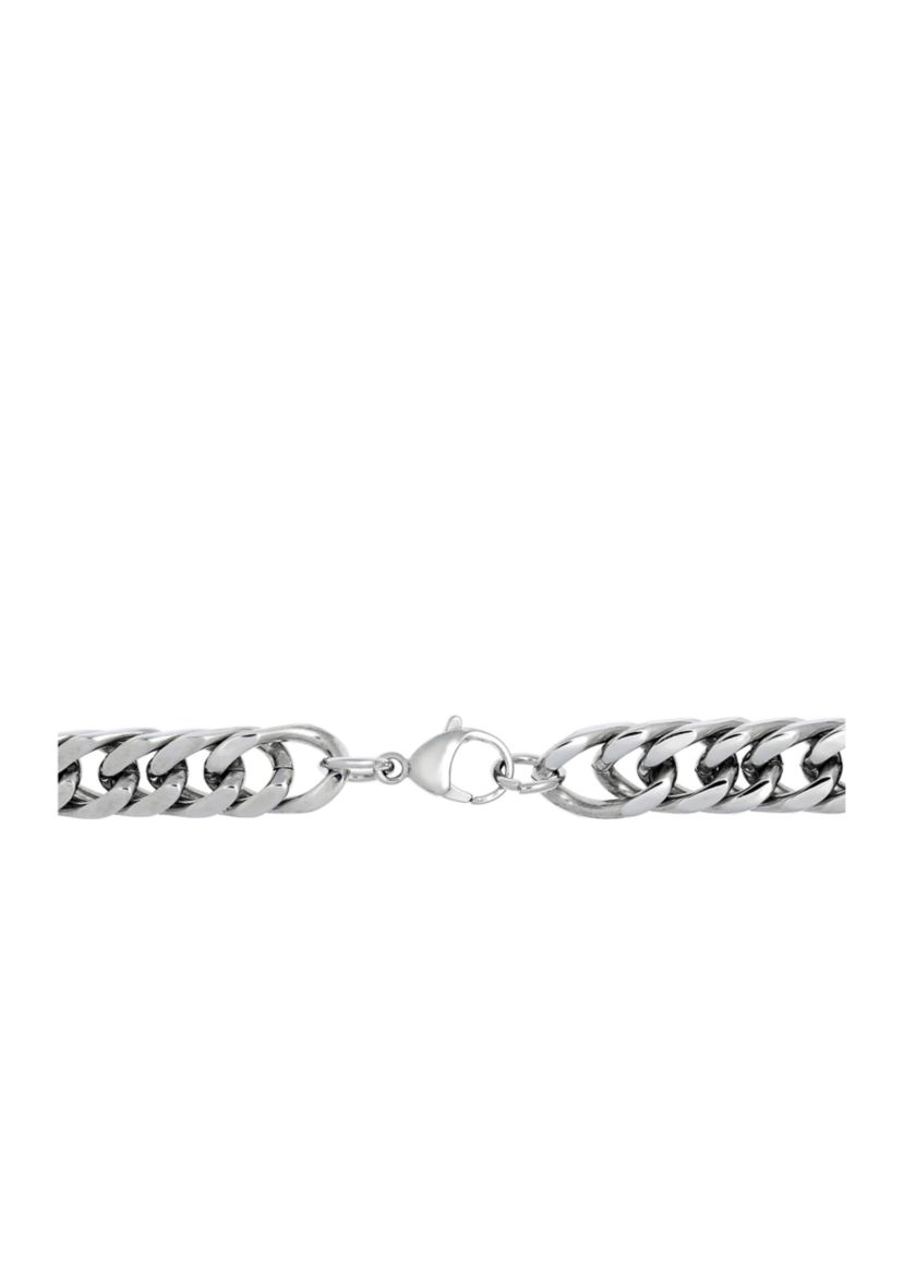 Stainless Steel 10 Millimeter Gourmette Chain Bracelet, 9 Inch