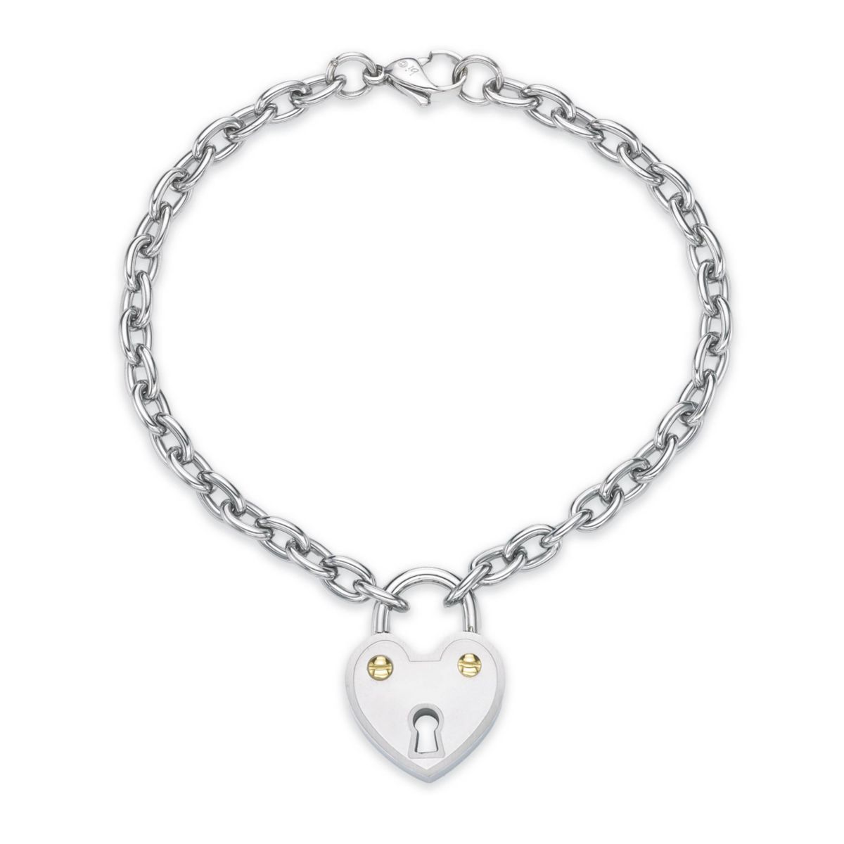Stainless Steel Heart Lock Charm Bracelet