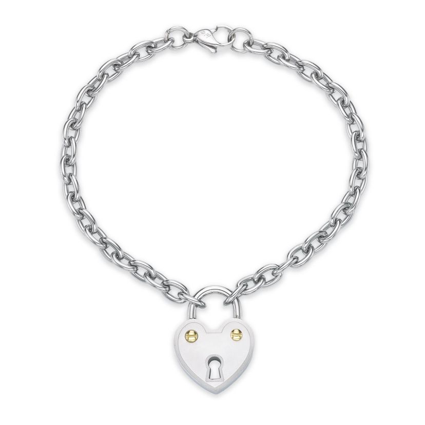Stainless Steel Heart Lock Charm Bracelet