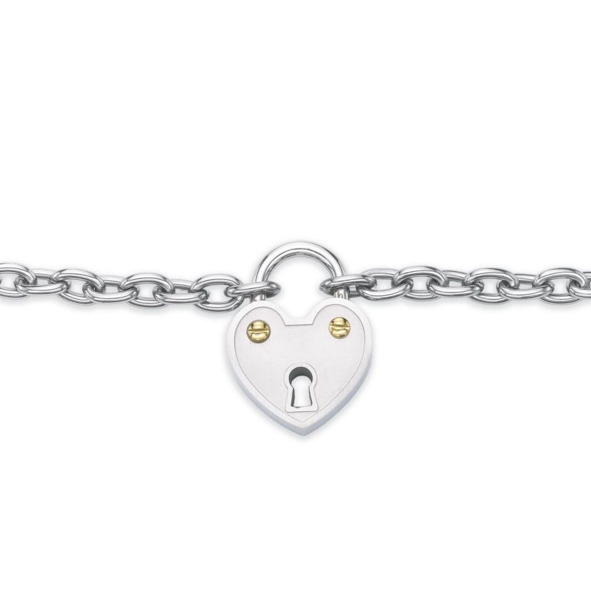 Stainless Steel Heart Lock Charm Bracelet