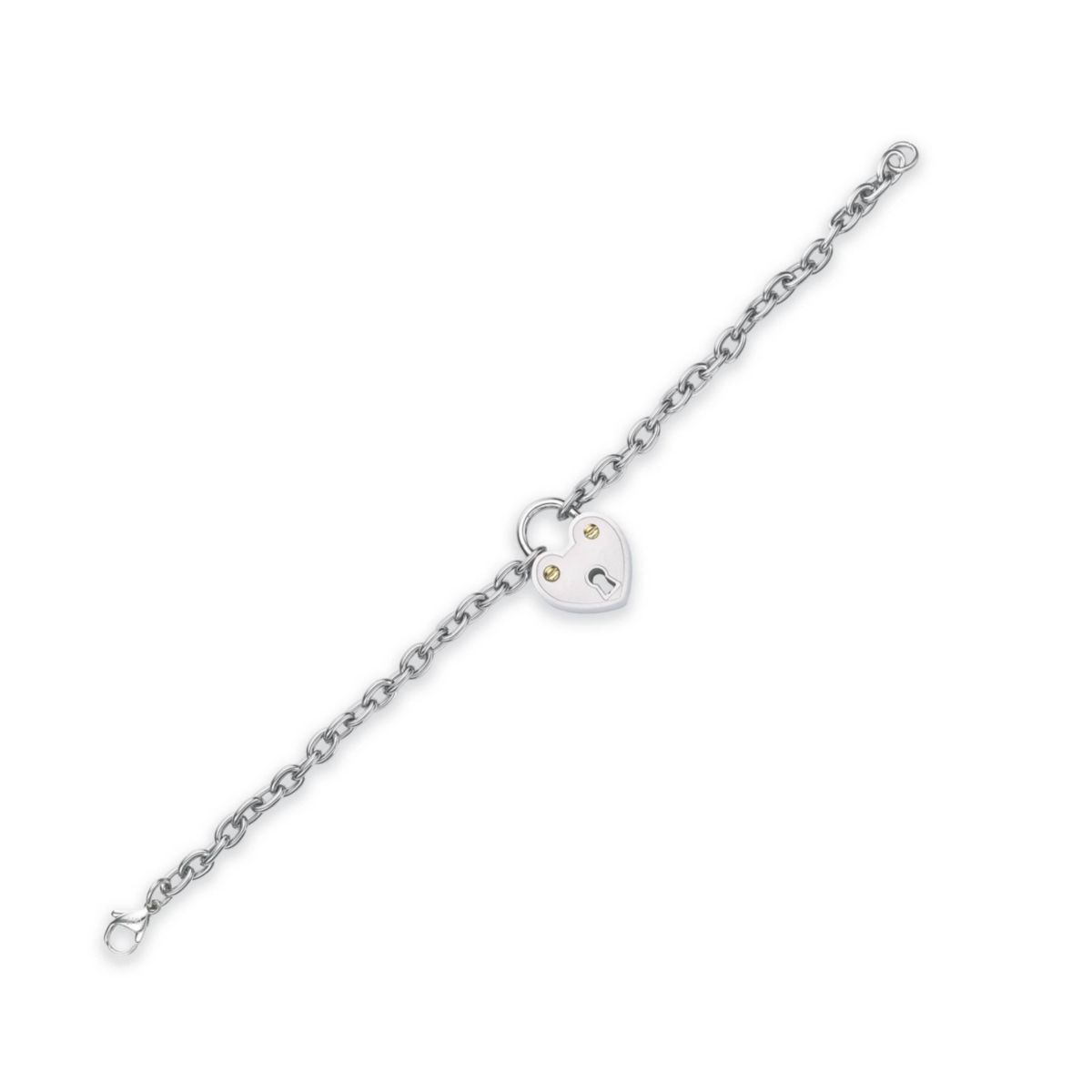 Stainless Steel Heart Lock Charm Bracelet