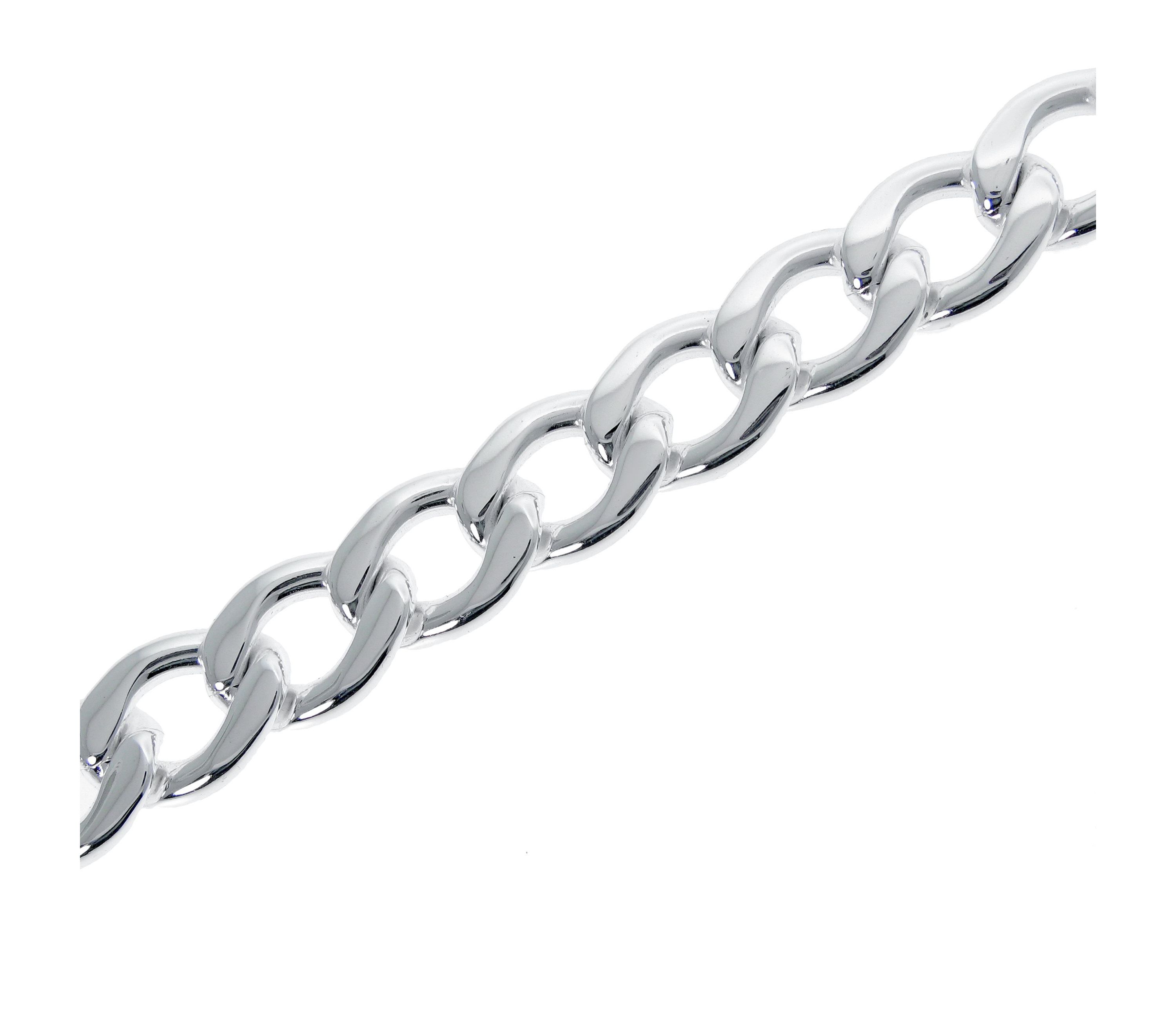 Stainless Steel 13MM Curb Chain Necklace with Silver Plating, 24” Length