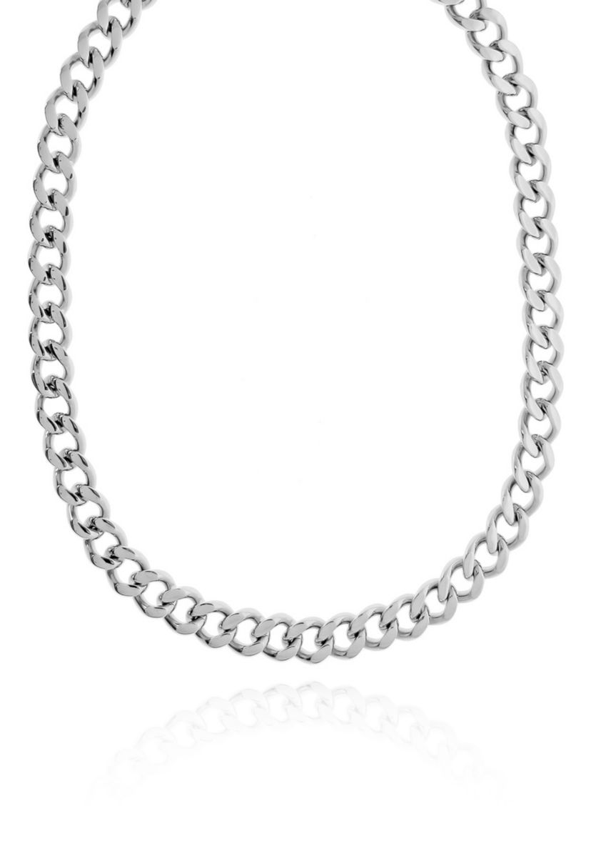 Stainless Steel 11MM Curb Chain Necklace with Goldtone Ion Plating, 30" Length