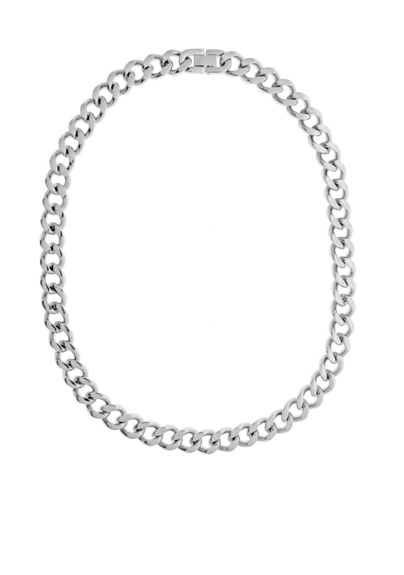 Stainless Steel 11MM Curb Chain Necklace with Goldtone Ion Plating, 30" Length