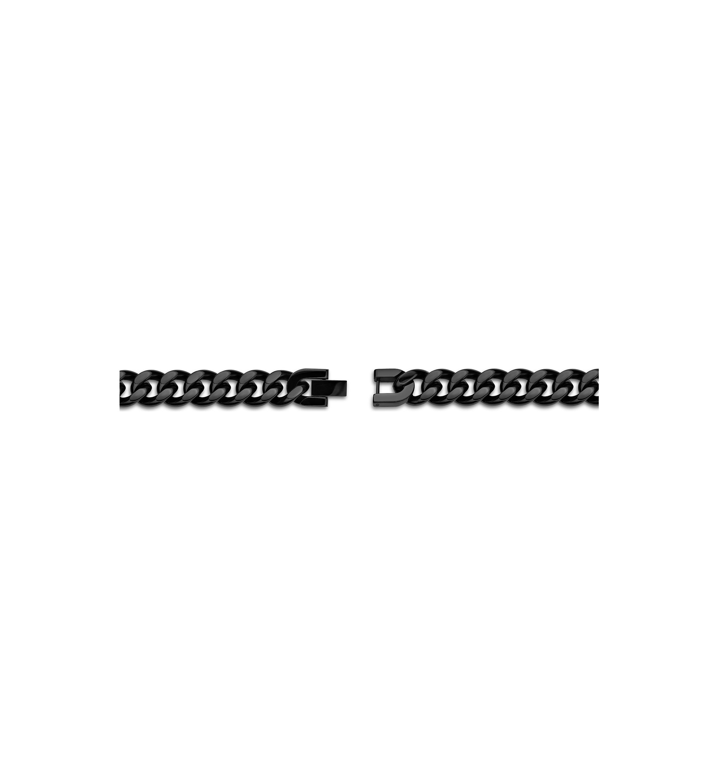 Stainless Steel 11 Millimeter Curb Chain Bracelet with Black Ion Plating, 8 Inch