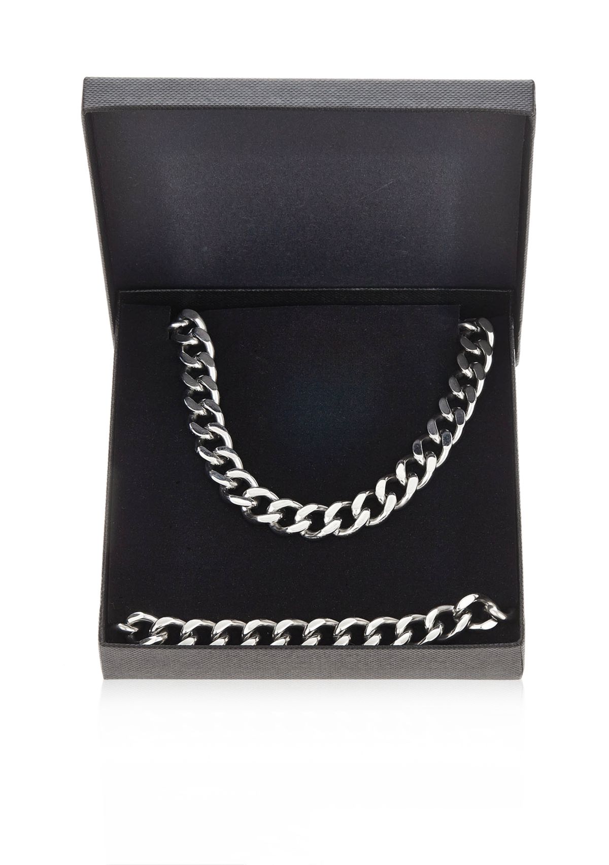 Mens Stainless Steel Necklace and Bracelet Set