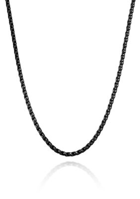 LYNX Men's 3MM Stainless Steel Wheat Chain Necklace, Black, 26 in