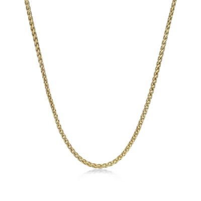 LYNX Men's 3MM Stainless Steel Wheat Chain Necklace, Yellow, 26 in