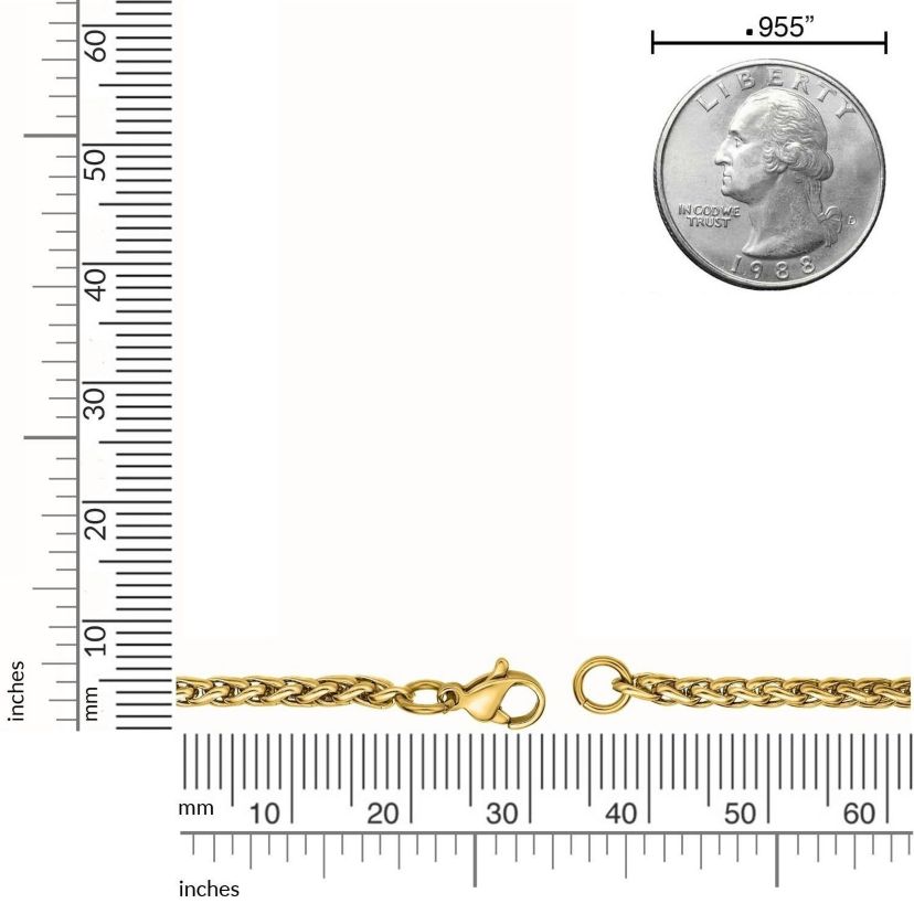 3MM Wheat Chain Necklace in Stainless Steel