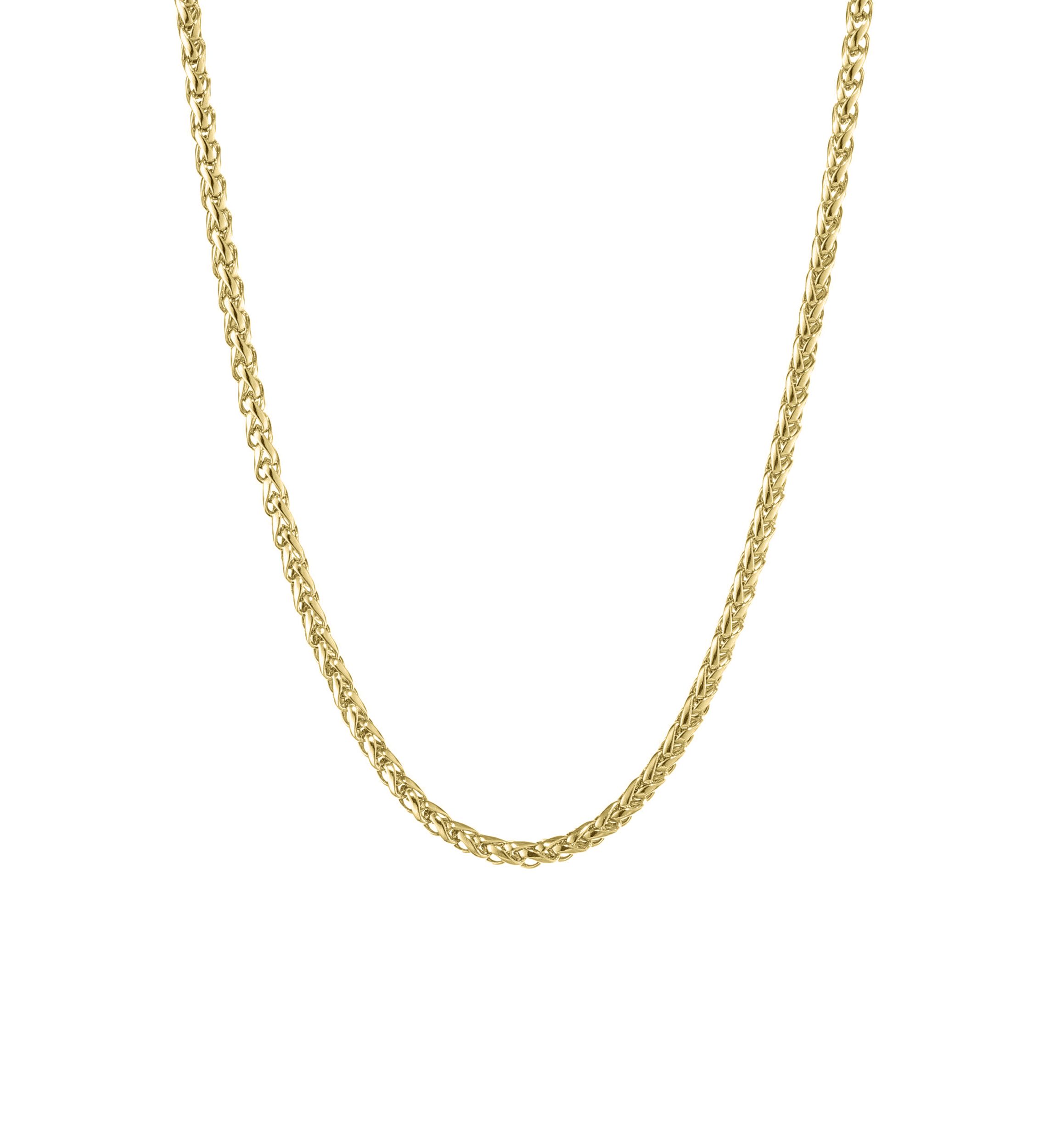 Stainless Steel 3MM Wheat Chain Necklace with Antique Finish, 20" Length