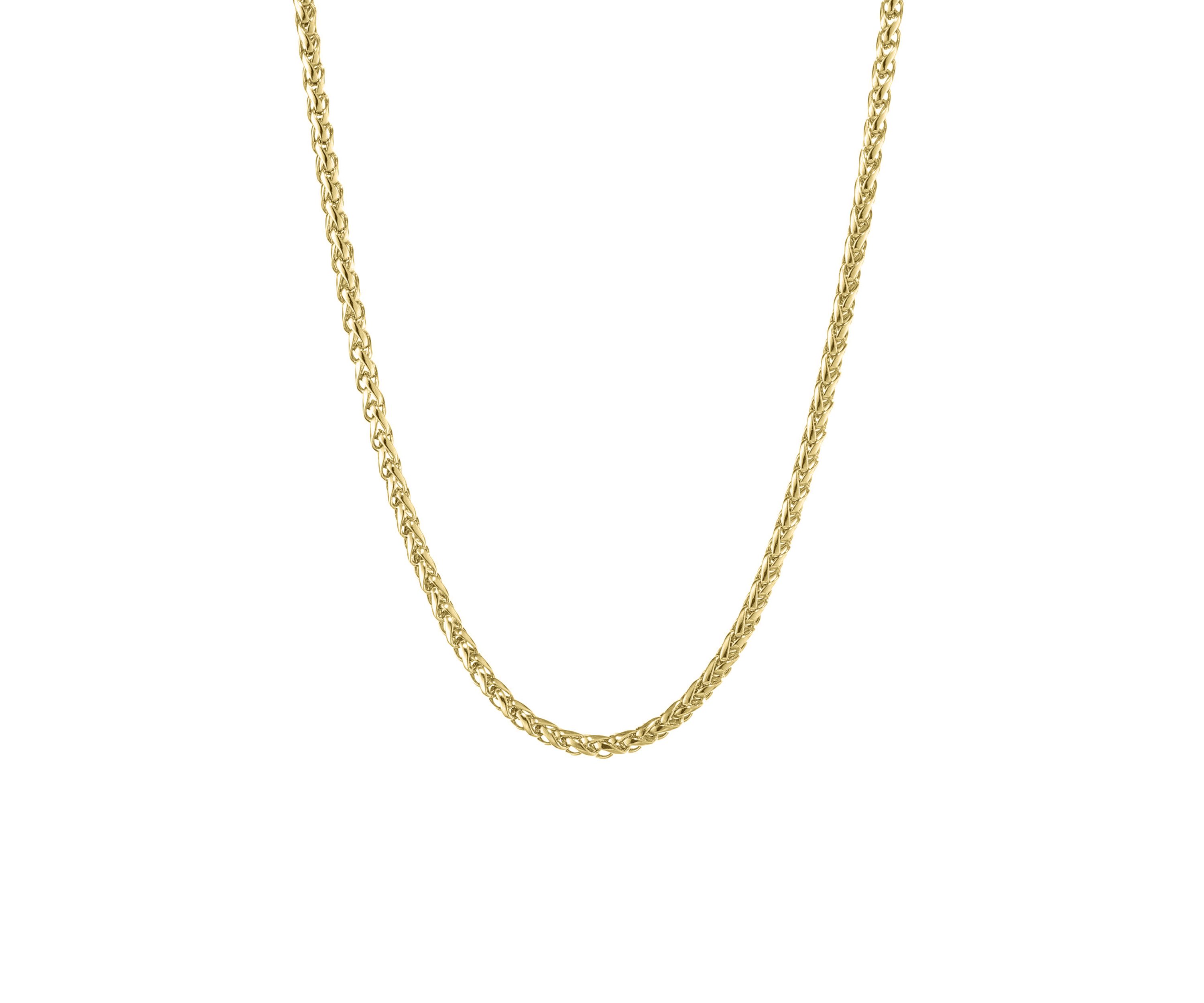 Stainless Steel 3MM Wheat Chain Necklace with Goldtone Ion Plating, 18" Length