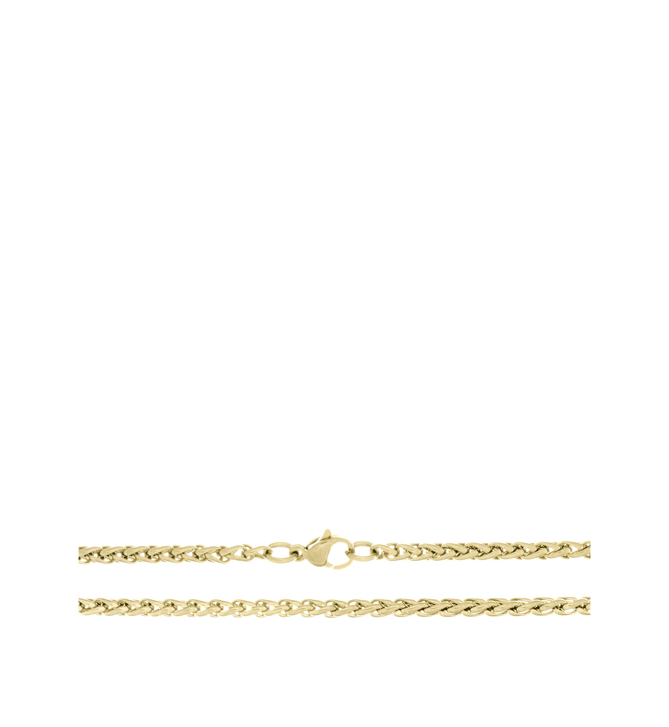 Stainless Steel 3MM Wheat Chain Necklace with Antique Finish, 20" Length