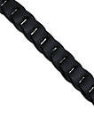 Mens Stainless Steel and Black Leather Bracelet