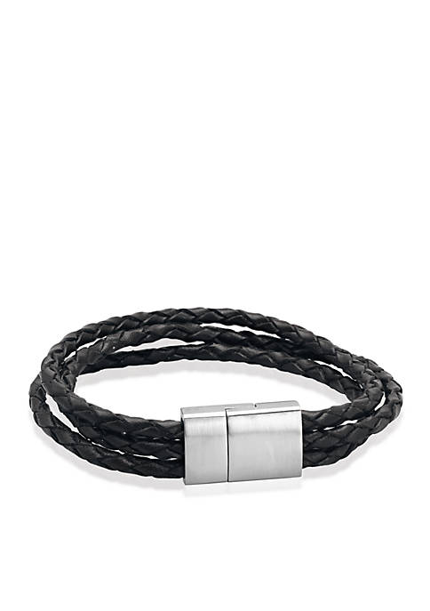 Belk & Co. Mens Braided Leather Bracelet