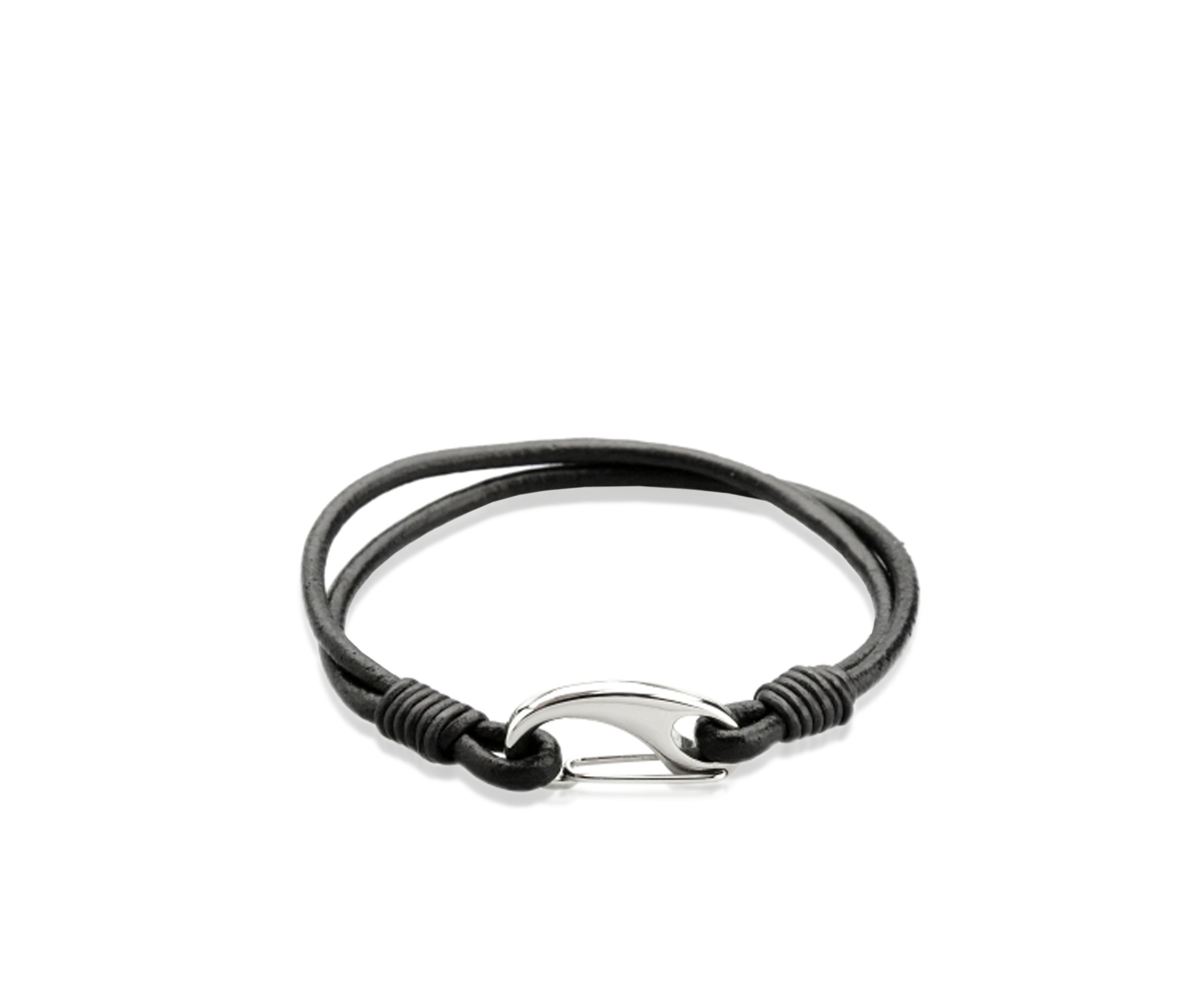 Mens Leather and Stainless Steel Bracelet